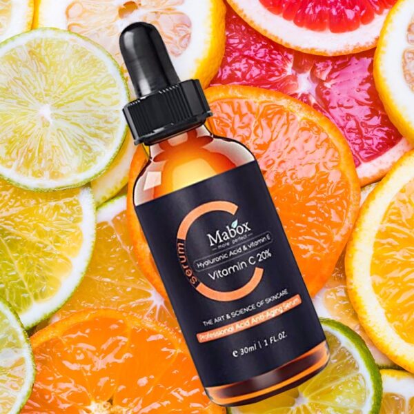 Mabox Vitamin C C Serum miady amin'ny fahanterana Whitening VC Essence Oil Topical Facial Serum amin'ny Hyaluronic