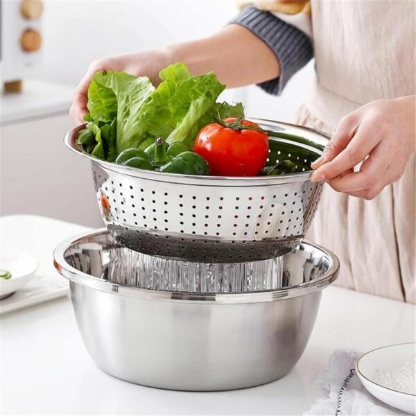 Multifunctional Stainless Steel Basket Multi Purpose Slice Planer With Basin 1PC Multifunctional Stainless Steel Basket T 1