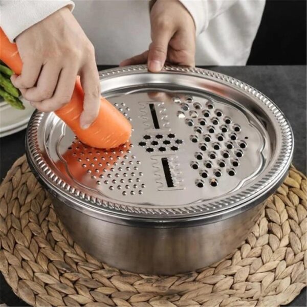 Multifunctional Stainless Steel Basket Multi Purpose Slice Planer With Basin 1PC Multifunctional Stainless Steel Basket T 2