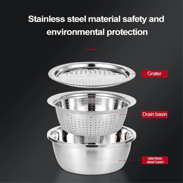 Multifunctional Stainless Steel Basket Multi Purpose Slice Planer With Basin 1PC Multifunctional Stainless Steel Basket T 3