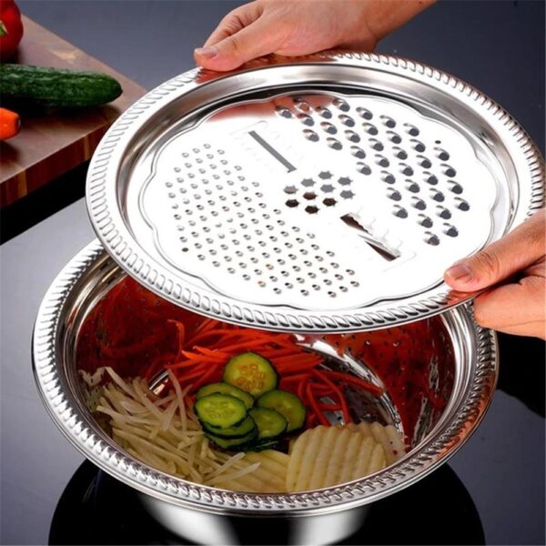 Multifunctional Stainless Steel Basket Multi Purpose Slice Planer With Basin 1PC Multifunctional Stainless Steel Basket T 4