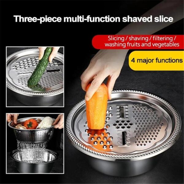 Multifunctional Stainless Steel Basket Multi Purpose Slice Planer With Basin 1PC Multifunctional Stainless Steel Basket T