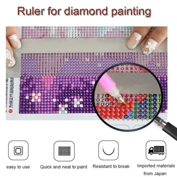 Règle de peinture en acier inoxydable, 50 grilles, 141mm, outil de couture en diamant rond, pratique, traitement de haute précision 4