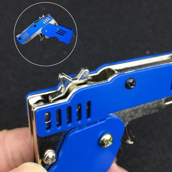 Pocket Rubber Banders mini metal folding 6 rounds keychain gun porma keychains dulaan April fools day 1