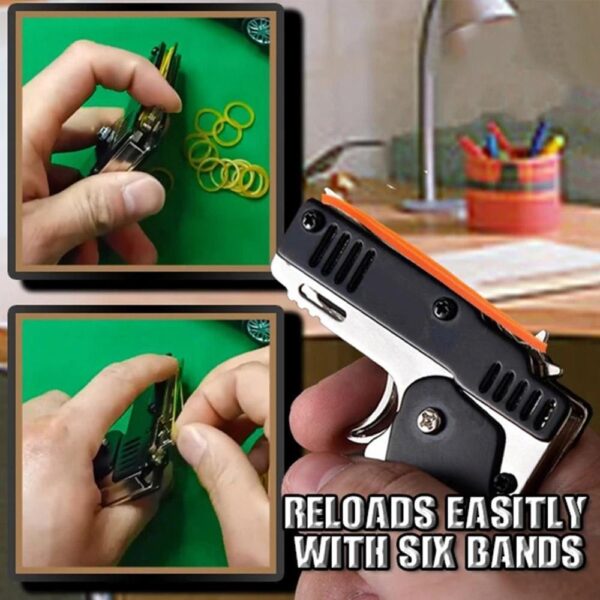 Pocket Rubber Banders mini metal folding 6 rounds keychain gun porma keychains dulaan April fools day