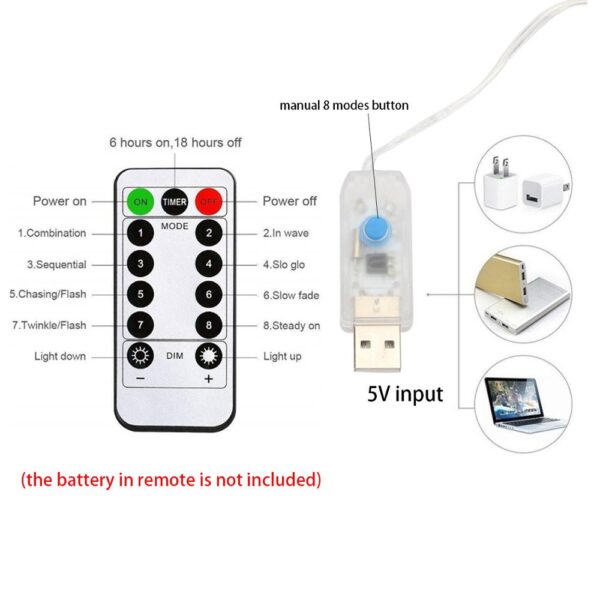 Remote led Curtain string lights USB powered fairy lights garland led wedding party christmas for window 2