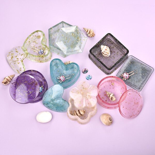 Resin Silicone Mold Storage Box Mold For Jewelry Making Heart Shape Cut Mold DIY Crystal Epoxy 2