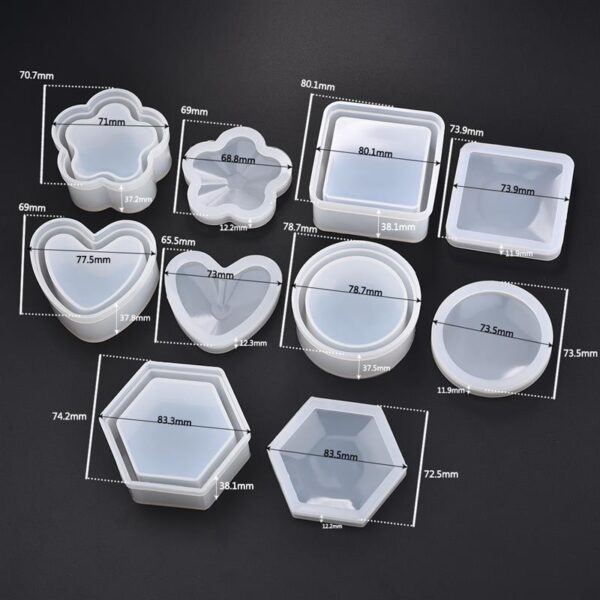Resin Silicone Mold Storage Box Mold For Jewelry Making Heart Shape Cut Mold DIY Crystal Epoxy 4