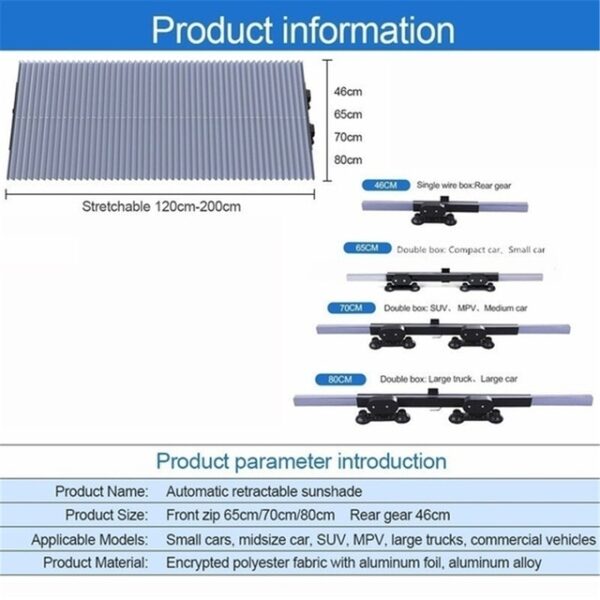 PRODAJA Štitnik od sunca za automobil 46 65 70cm Uvlačiva sjenica vjetrobranskog stakla Anti UV prozorski zaslon automobila 1.jpg 640x640 1