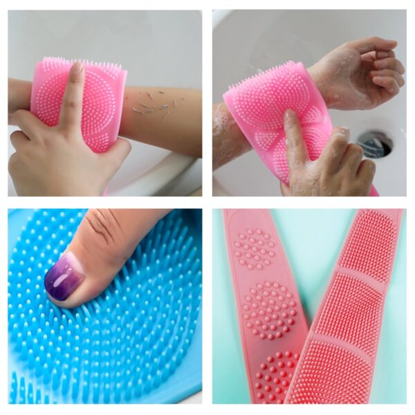 Silicone Back Bath Body Brush Back Scrubber Massage Shower Rubbing Back Belt Exfoliating Dead Skin Towel 3