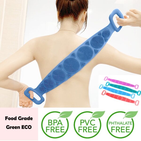 Silicone Back Bath Body Brush Back Scrubber Massage Shower Rubbing Back Belt Exfoliating Dead Skin Towel