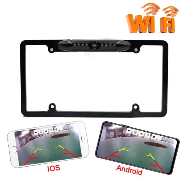 WIFI Camera US Car Wifi License Plate Frame Wireless Rear View Camera Night Vision Reverse Backup 6