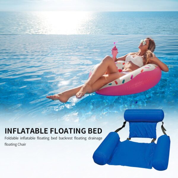 Water Hammock Recliner Swimming Pool Inflatable Mat Floating Bed Chair Foldable Summer Swimming Air Mattress Sleeping 3