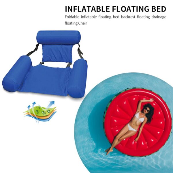 เปลญวนน้ำ Recliner สระว่ายน้ำ Inflatable Mat Floating Bed เก้าอี้พับฤดูร้อนว่ายน้ำ Air ที่นอน Sleeping 4