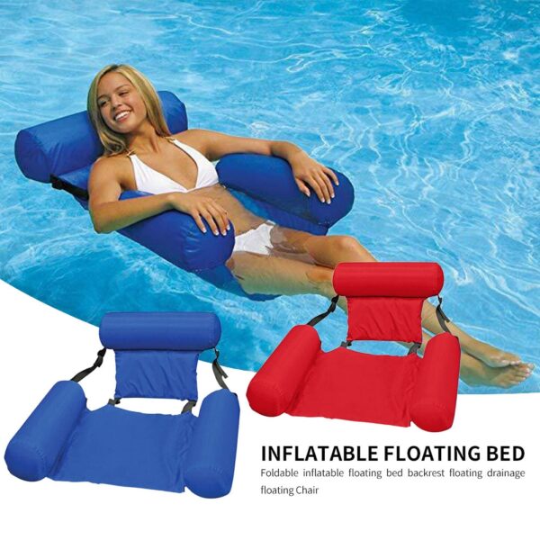 เปลญวนน้ำ Recliner สระว่ายน้ำ Inflatable Mat Floating Bed เก้าอี้พับฤดูร้อนว่ายน้ำ Air Mattress Sleeping