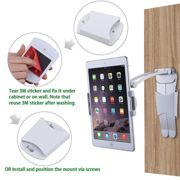 XMXCZKJ Kitchen Tablet Stand Wall Desk Tablet Mount Stand Haom Alang sa 5 10 5 ka pulgada nga gilapdon 4