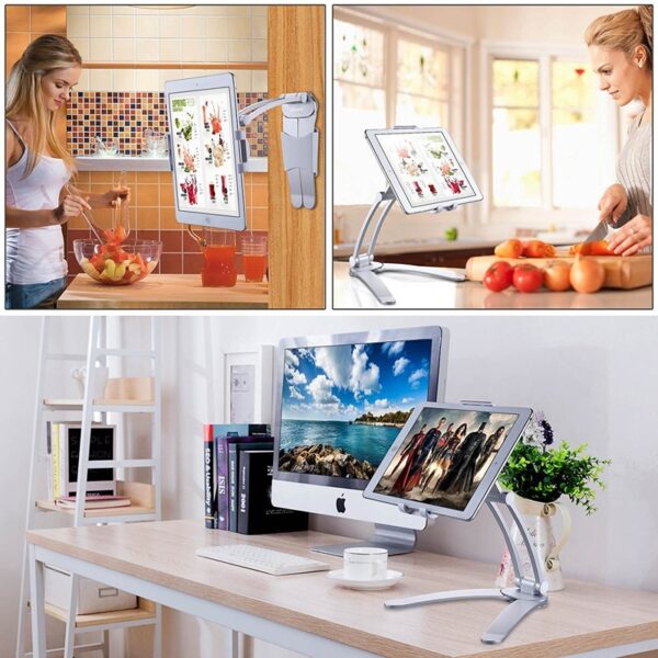 XMXCZKJ Kitchen Tablet Stand Wall Desk Tablet Mount Stand Haom Alang sa 5 10 5 ka pulgada nga gilapdon 5