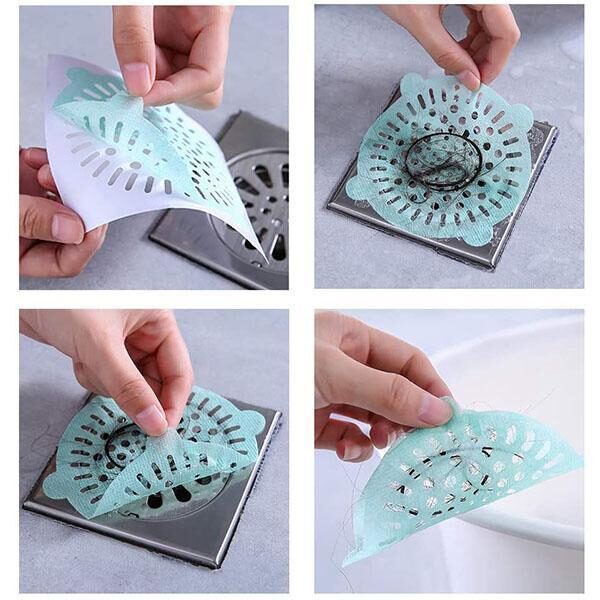 10pc 50pc Universal Disposable Sink Filter Shower Drain Stickers Disposable Sink Strainer 4