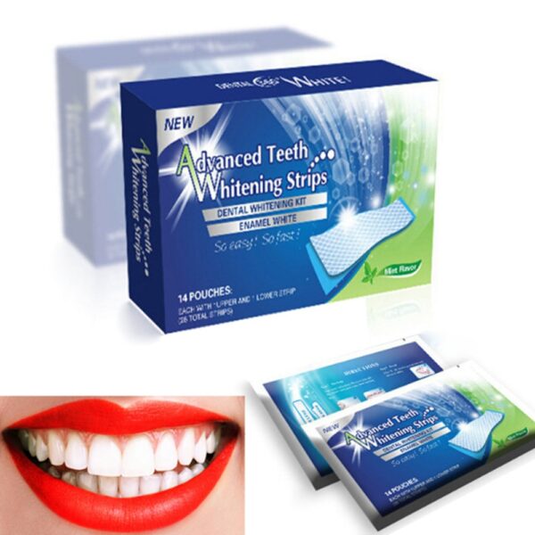 14Pcs 7pair 28Pcs 14Pair 3D Gel Teeth Whitening Strips White Tooth Dental Kit ថែទាំអនាម័យមាត់