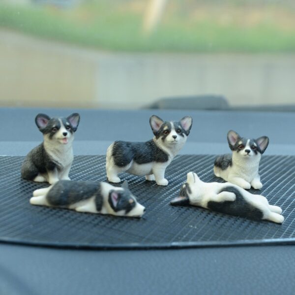 1set Simulation Mini Resin Corgi Miniature Figurines Cute Animal Car Ornament Home Office Desktop Decor Accessories 8