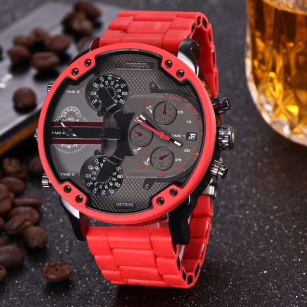 2020 Silicone Red DZ digite S nga relo nga Rlo dz Auto Date Week Display Luminous Diver Relo