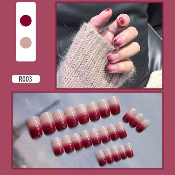 24pcs Saita Tsarin Cartoon Gajeren Farcen Ƙarya Strawberry Poached Egg Summer Fake Nail Girls Nail Art 2.jpg 640x640 2