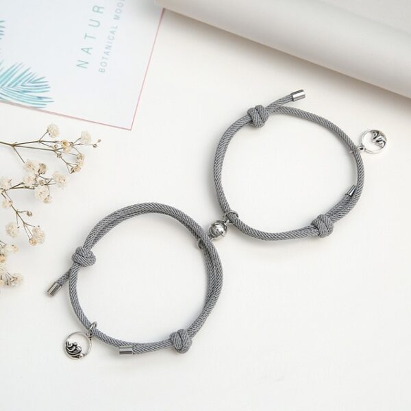 2PCS SET alloy couple magnetic attraction ball creative Bracelet Stainless Steel friendship rope men and