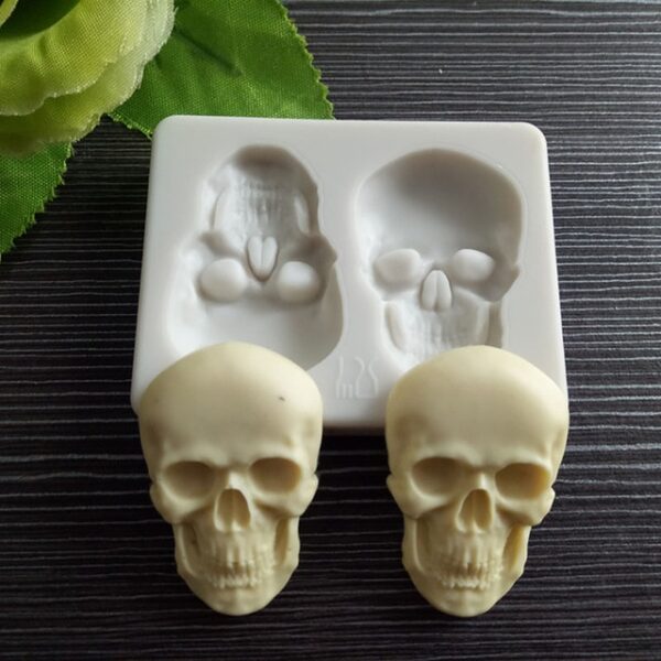 Stampi per caramelle al cioccolato fai-da-te in silicone con testa di scheletro 3D per decorazioni per torte per feste