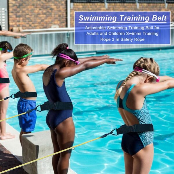 4M Adjustable Swimming Resistance Belt Set Swim Training Band Swim Elastic Exerciser Belt Safety Swimming Pool 1