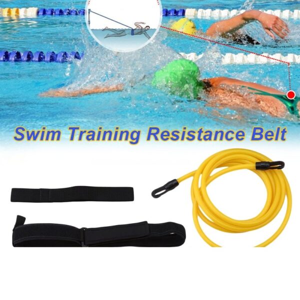 4M Adjustable Swimming Resistance Belt Set Swim Training Band Swim Elastic Exerciser Belt Safety Swimming Pool 6
