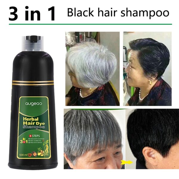 Tinte para el cabello rápido natural orgánico de 500 ml solo 5 minutos Tinte de color de cabello negro con esencia de planta de Noni