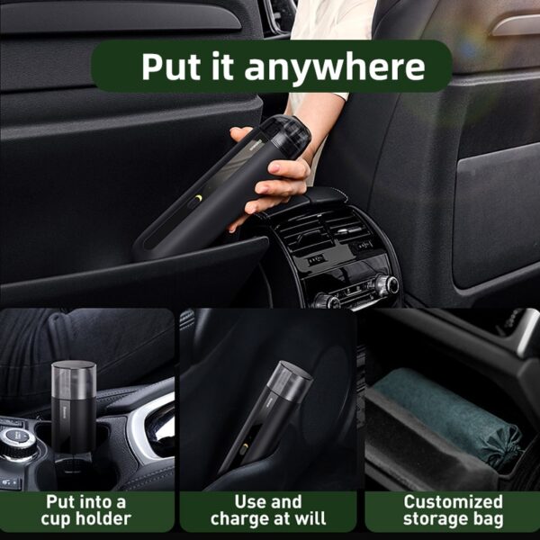 Baseus bærbar bilstøvsuger trådløs 5000Pa oppladbar håndholdt mini bil trådløs støvsuger for bil 1