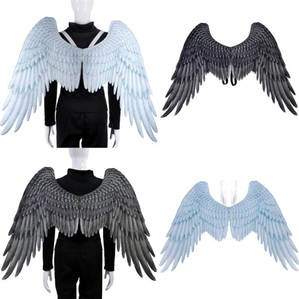 Halloween 3D Angel Wings Mardi Gras Theme Party Cosplay Wings Para sa mga Bata nga Hamtong Dakong Itom