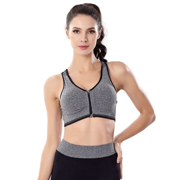 Kualitas Tinggi Kebugaran Shockproof Bra Pakaian Dalam Push Up Bra Wanita Mulus Depan ZipperTop Lingerie Plus 3