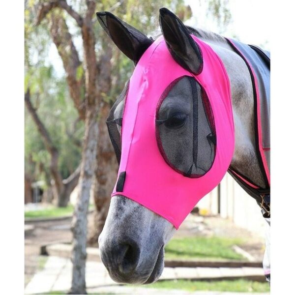Maschera antimosche per cavalli con orecchie a caschetto colore blu rosa nero elastico 83 125 cm regolabile Anti 2.jpg 640x640 2