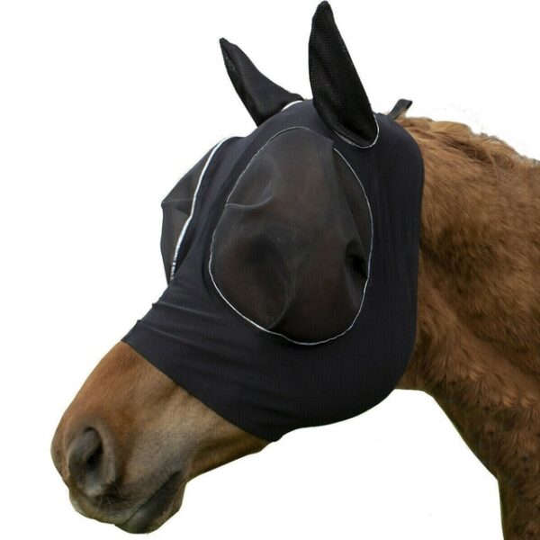 Maschera antimosche per cavalli con orecchie a caschetto colore blu rosa nero elastico 83 125 cm regolabile Anti 3.jpg 640x640 3
