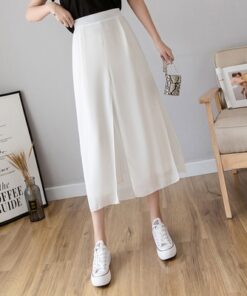 Ice Silk Chiffon Wide Legged Pants Women Summer Casual Loose Fake Two Piece Pants Skirt 2020 4.jpg 640x640 4