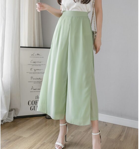 Ice Silk Chiffon Wide Legged Pants Women Summer Casual Loose Fake Two Piece Pants Skirt 2020.png 640x640
