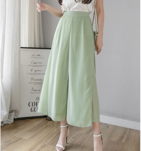 Ice Silk Chiffon Wide Legged Pants Women Summer Casual Loose Fake Two Piece Pants Skirt 2020.png 640x640