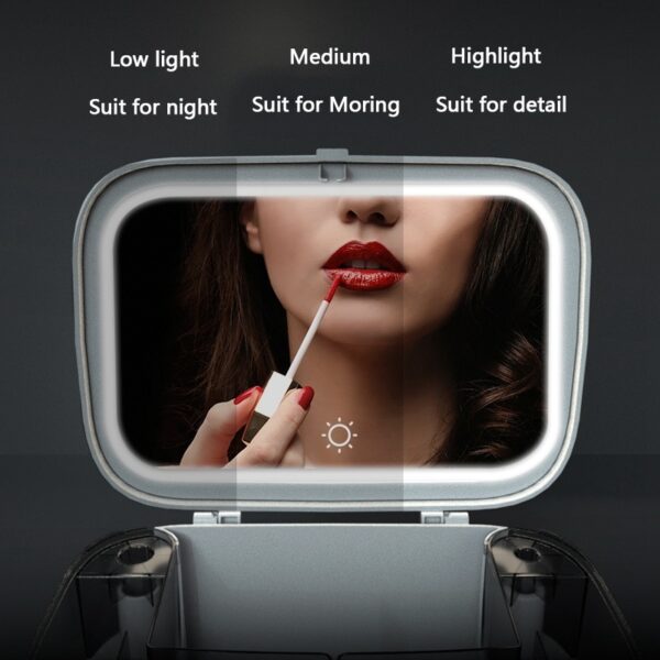 LED Mirror Cosmetic Organizer Portable Makeup Storage Box Jewelry Box Large Make Up Lipstick Container Bathroom 2