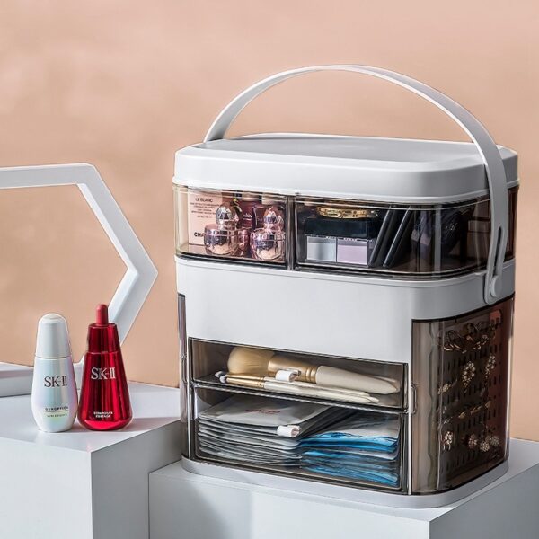 LED Mirror Cosmetic Organizer Portable Makeup Storage Box Jewelry Box Large Make Up Lipstick Container Bathroom 4