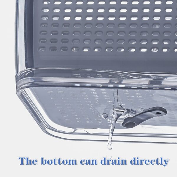 Multifunctional Food Storage Box Fresh keeping Box Plastic Wash Fruit And Vegetable Drain Basket Kitchen Refrigerator 10