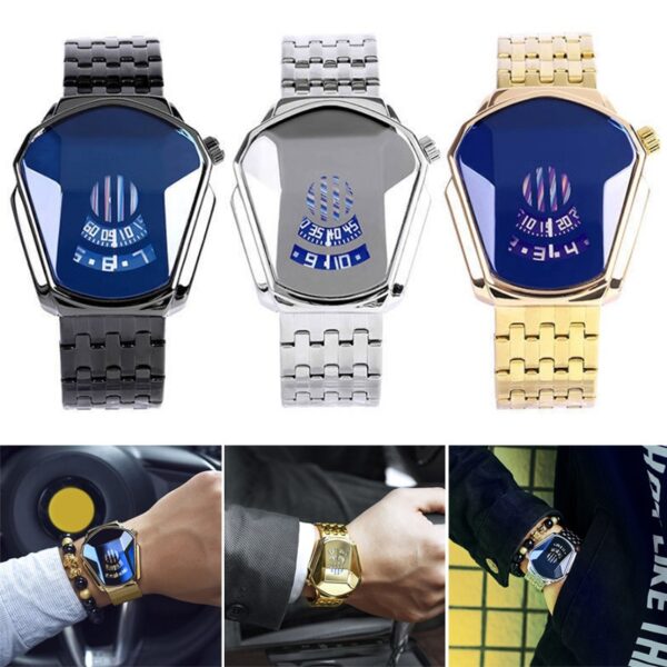 Jam Tangan Kuarza Gaya Berlian Panas Baru Jam Tangan Kuarza Fesyen Kalis Air Jalur Keluli untuk Lelaki Wanita USJ99 1