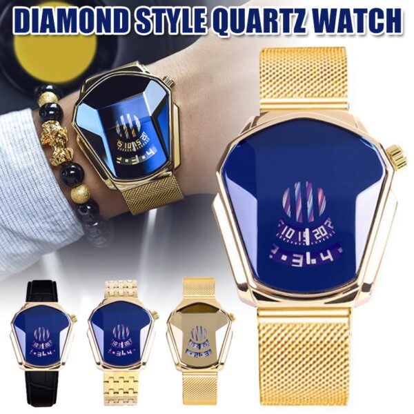 Novi kvarcni sat u stilu dijamanta Vodootporni modni čelični kvarcni sat za muškarce Žene USJ99 2