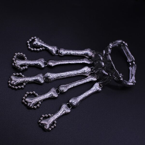 Nightclub Gothic Punk Skull Finger Bracelets for Women Skeleton Bone Hand Bracelets Bangles 2020 Christmas Halloween 3