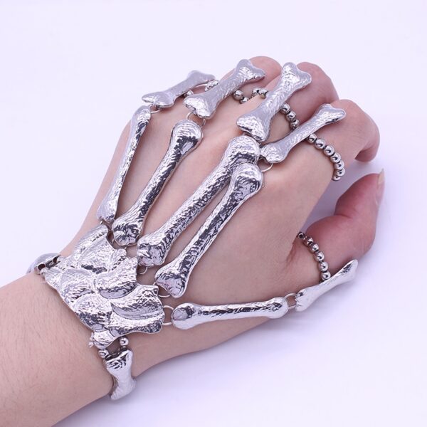 Nightclub Gothic Punk Skull Finger Bracelets for Women Skeleton Bone Hand Bracelets Bangles 2020 Christmas Halloween