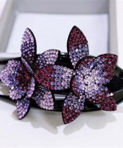Rhinestone Double Flower Hair Clip Hair Crystal Peals Hair Combs Female Elegant Beads Hairgrip Handmade Fashion 3