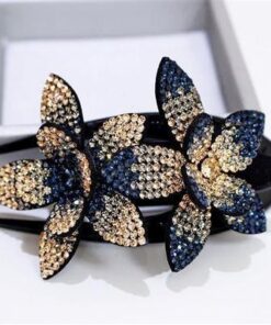 Rhinestone Double Flower Hair Clip Hair Crystal Peals Hair Combs Female Elegant Beads Hairgrip Handmade Fashion 4