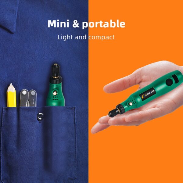 TUNGFULL bezvadu rotējošais rīks USB kokapstrādes gravēšanas pildspalva DIY rotaslietām metāla stikla bezvadu urbjmašīna Mini 1