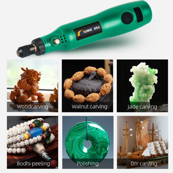 TUNGFULL Cordless Rotary Tool USB Woodworking Engraving Pen DIY For Jewelry Metal Glass Wireless Drill Mini 3